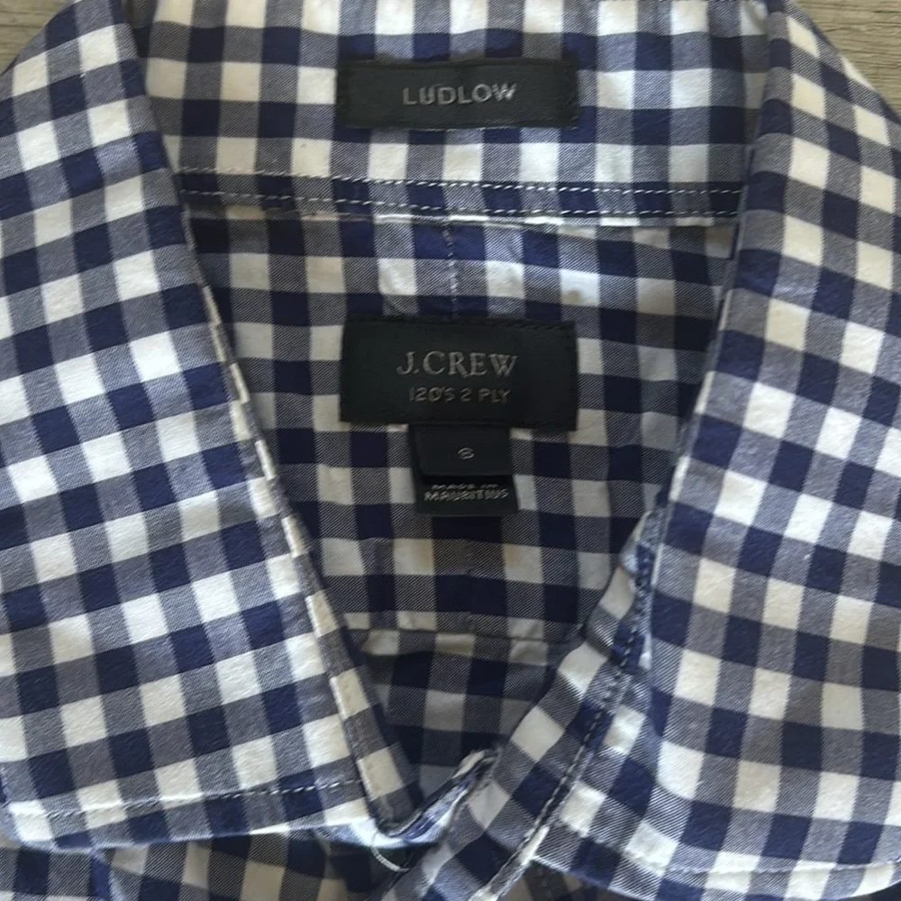 J Crew Ludlow Navy blue  Gingham Long Sleeve Button Up Shirt - S